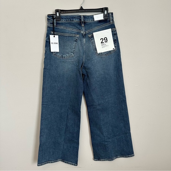 Evereve RE/DONE High Rise Wide Leg Crop Jeans 29 Crafted Indigo NWT - Picture 4 of 9